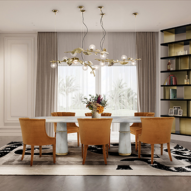 BEGONIA Dining Chair, AGRA Dining Table, MECCA Console, LALLAN Bookcase